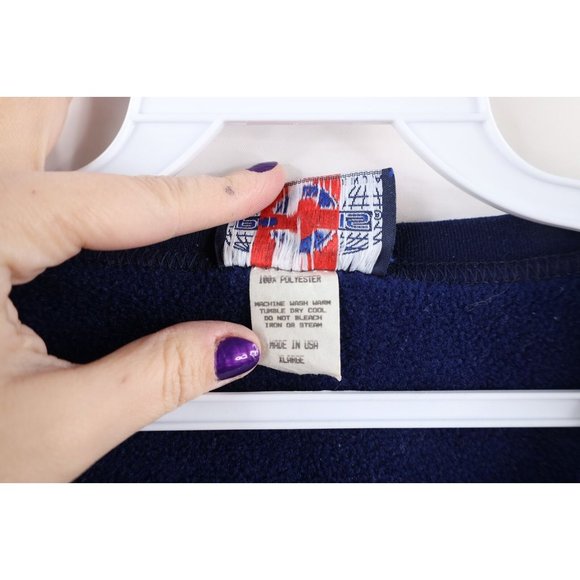 Vtg 90s Polaris Snowmobile Mens XL Spell Out Fleece Crewneck Sweater Blue USA - Picture 6 of 9